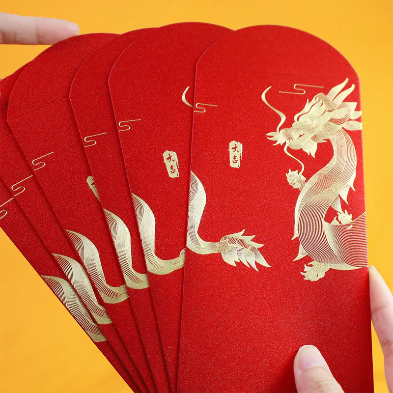 Buddha Stones 6Pcs Chinese Red Envelope Year of the Dragon Lucky Money Envelopes 2024 Chinese New Year Dragon Year Envelope