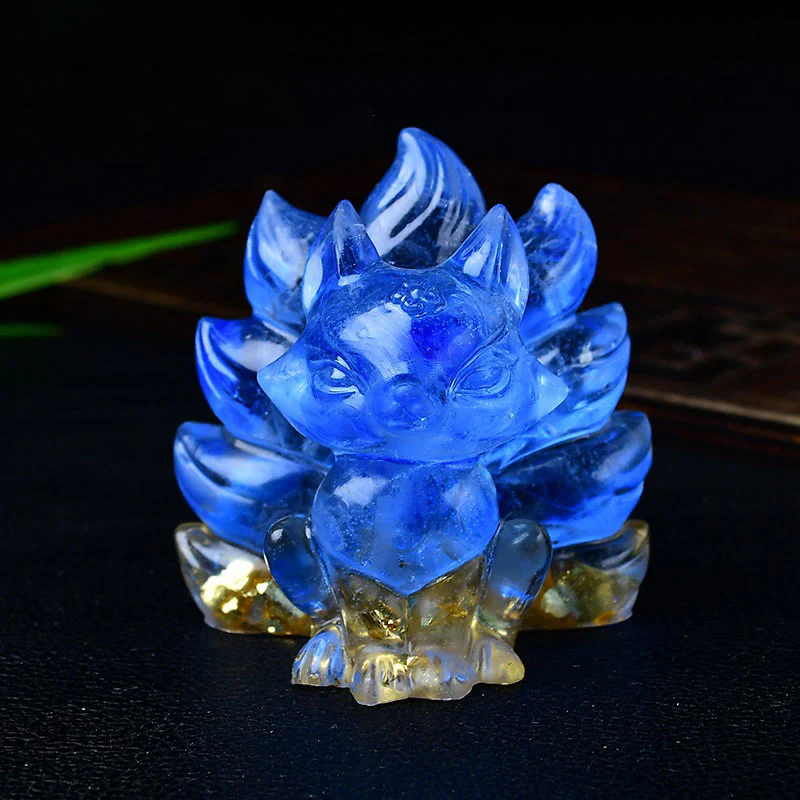 Buddha Stones Natural Various Crystal Strawberry Quartz Amethyst Nine Tailed Fox Protection Home Decoration