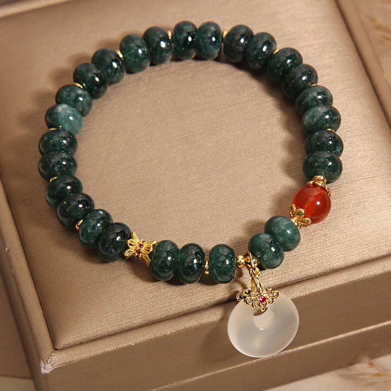 Buddha Stones Blue Jade Beads Peace Buckle Prosperity Bracelet