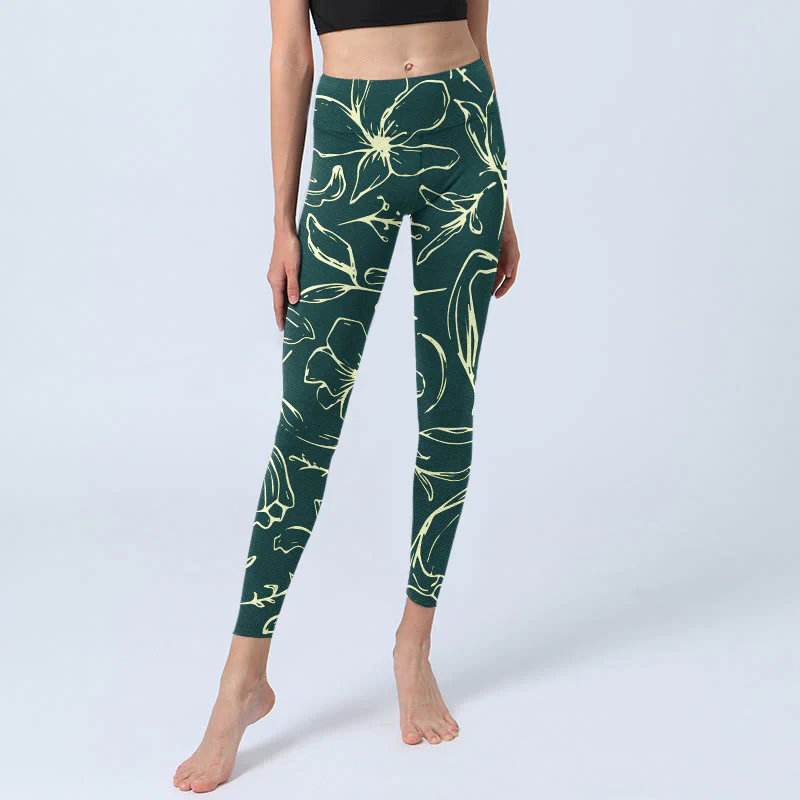 Buddha Stones Large Floral Petals Print Gym Leggings Women's Yoga Pants