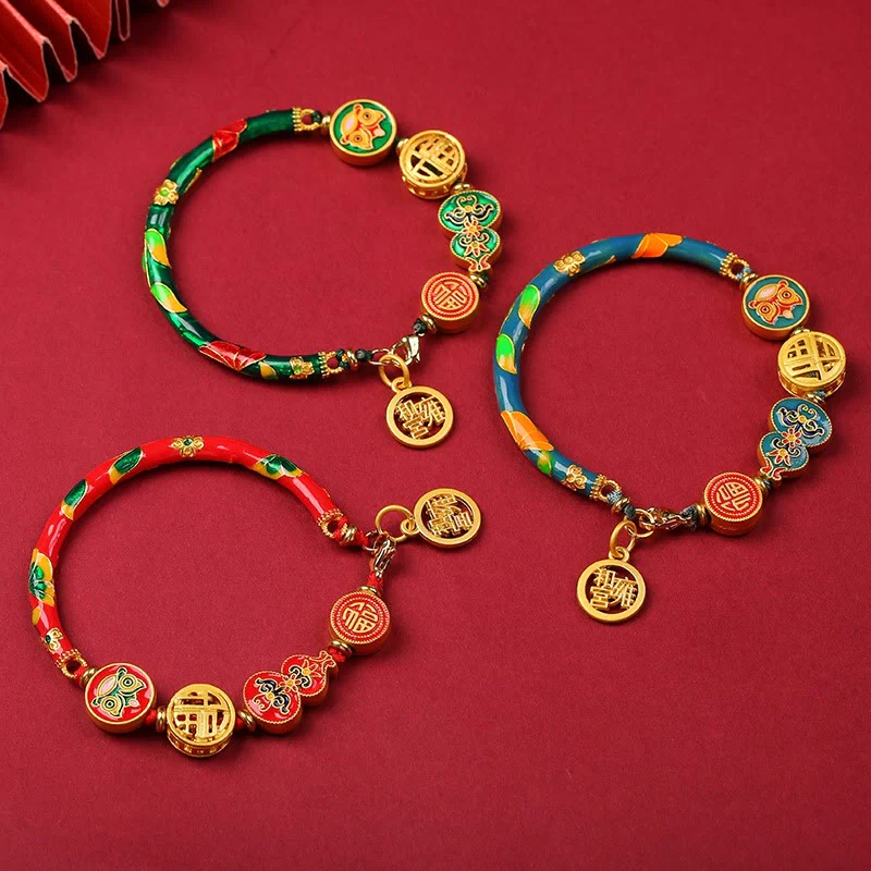 Buddha Stones Tibetan Gourd Fortune Happiness Lion Wealth Luck Bracelet