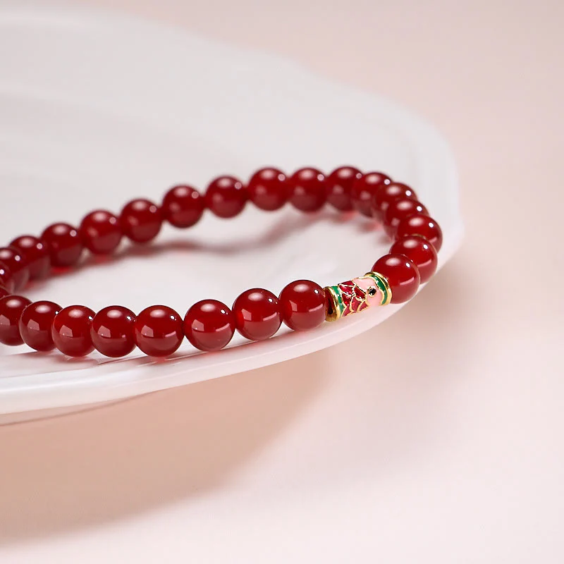 Buddha Stones Natural Red Agate Lucky Koi Fish Confidence Bracelet
