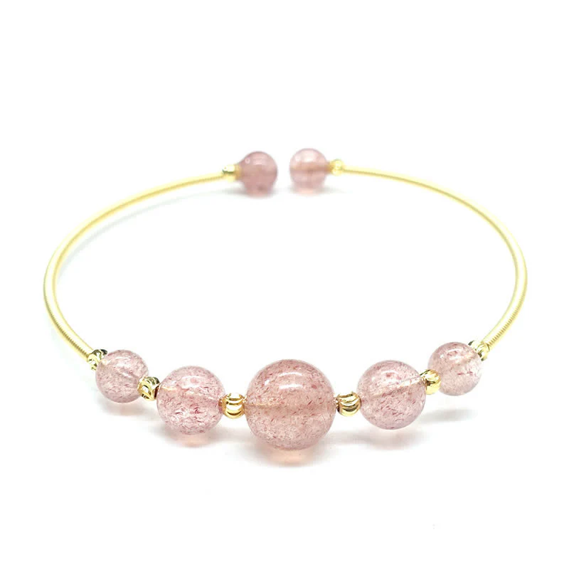 Buddha Stones Natural Strawberry Quartz Love Healing Bracelet Bangle