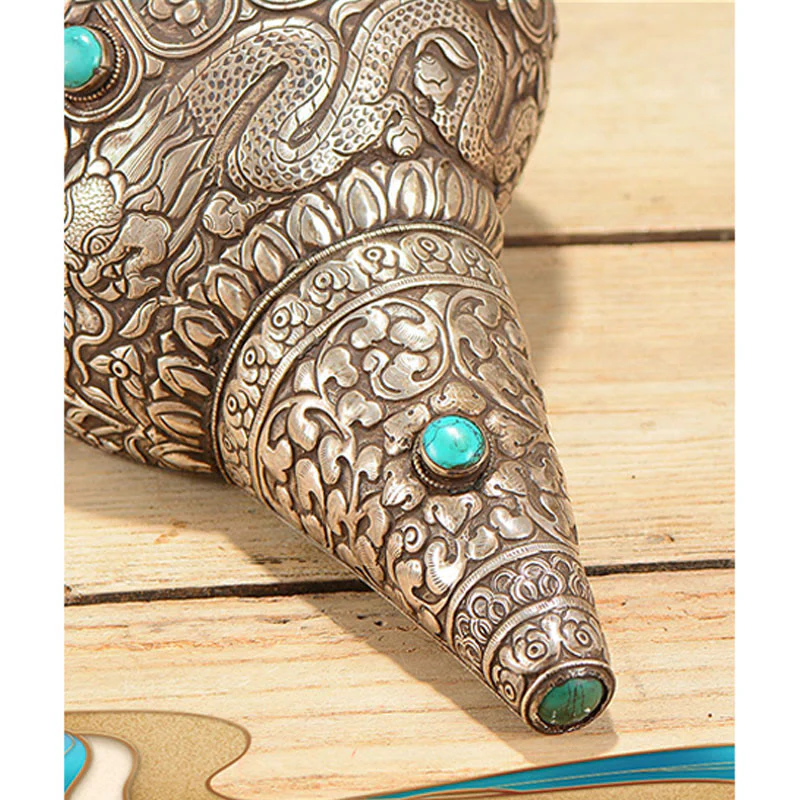 Buddha Stones Tibetan Handmade Natural Shankha Engraved Eight Auspicious Symbols Conch Shell Lucky Home Decoration