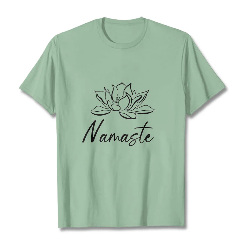 Buddha Stones Simple Lotus Flower Namaste Meditation Cotton Tee T-shirt