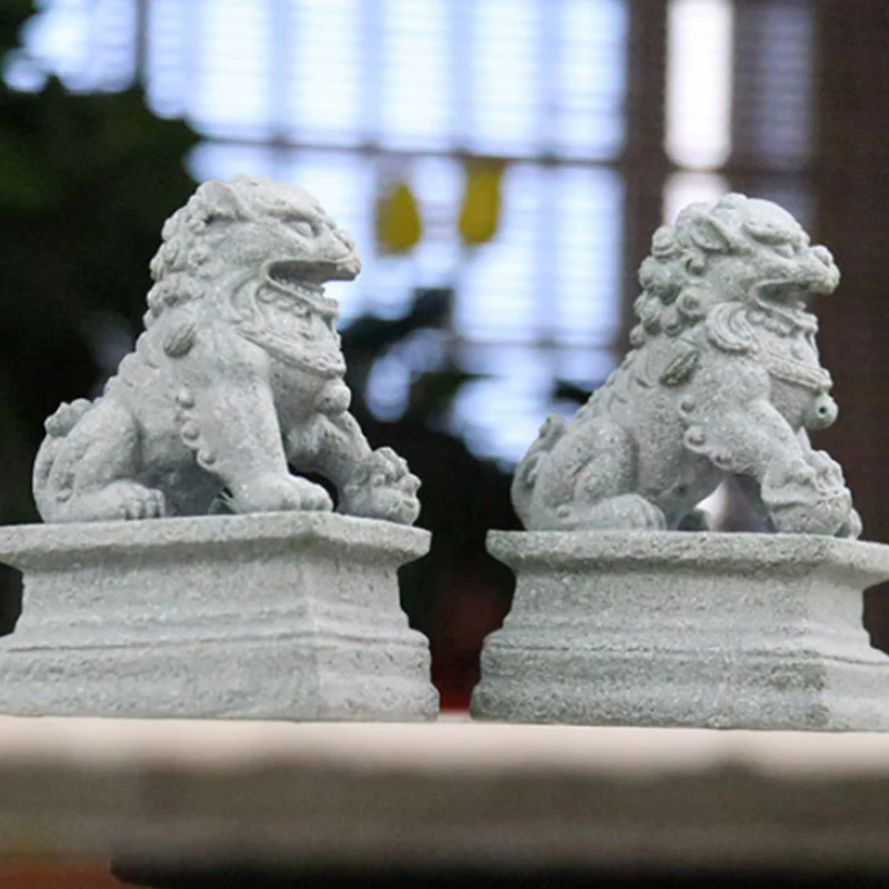 Buddha Stones Lion Fu Foo Dogs Elephant Ward Off Evil Blessing Home Decoration