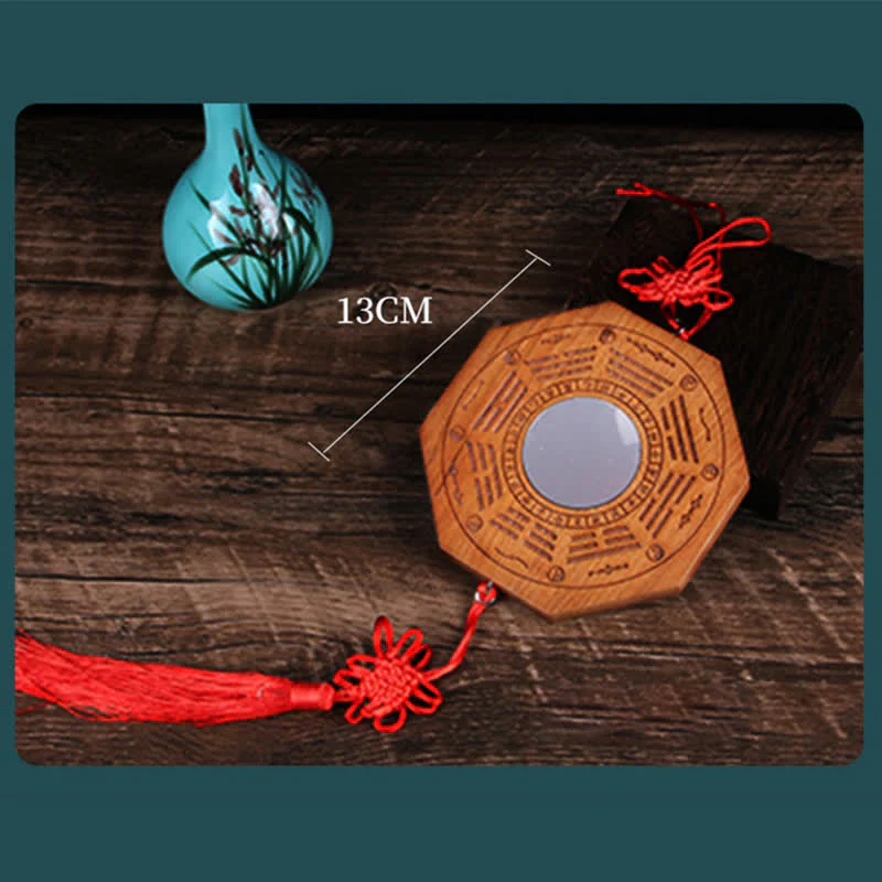 Buddha Stones Feng Shui Bagua Map Peach Wood Five-Emperor Coins Chinese Knotting Balance Energy Map Mirror