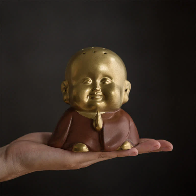 Buddha Stones Little Buddha Laughing Buddha Ceramic Healing Incense Burner