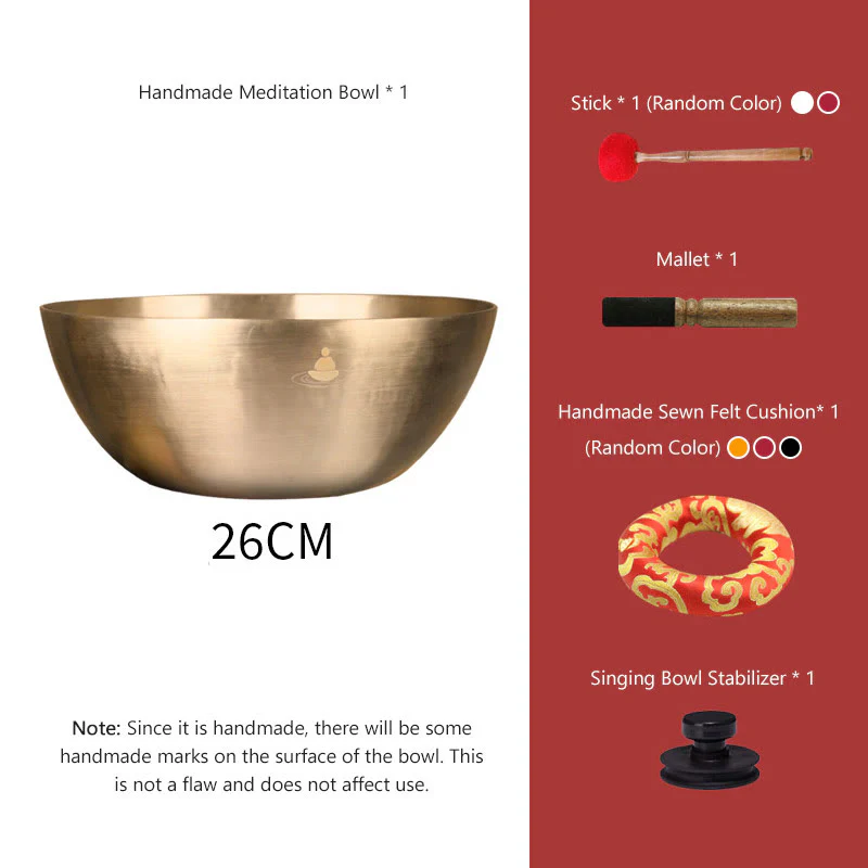 Buddha Stones Handmade Nepal Golden Singing Bowl for Healing and Meditation Sound Bowl Set