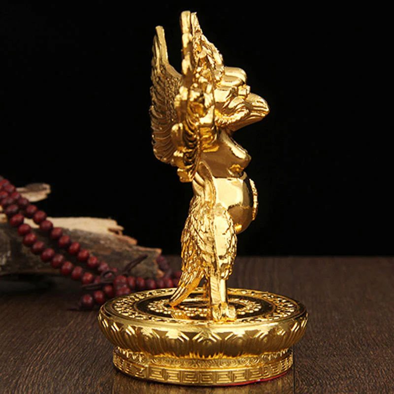 Buddha Stones Tibetan Gold Garuda Bird Alloy Protection Home Decoration