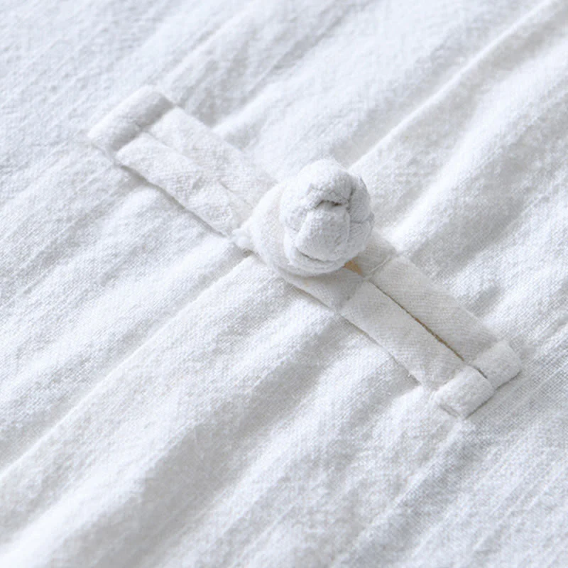 Buddha Stones Frog-Button Chinese Tang Suit Cotton Linen Men Jacket Shirt With Pockets