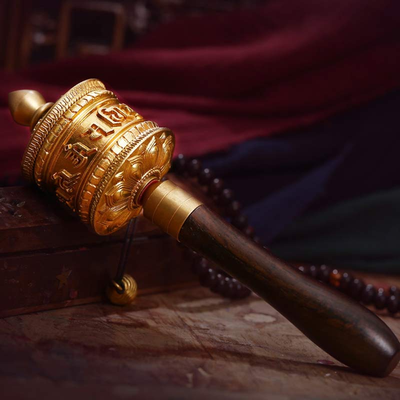 Buddha Stones Tibetan Prayer Wheel Six True Words Copper Meditation Decoration