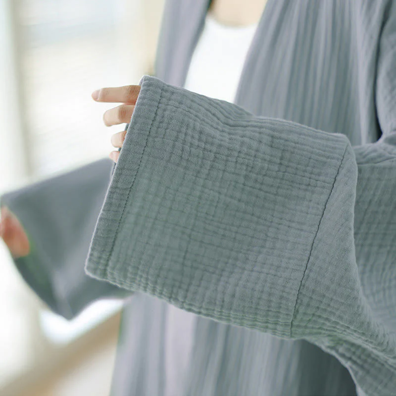 Buddha Stones Plain Long Sleeve Zen Meditation Cotton Linen Jacket With Pockets