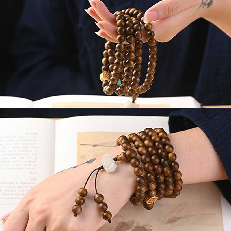 Buddha Stones Tibetan Rosewood Protection Calm Bracelet Mala