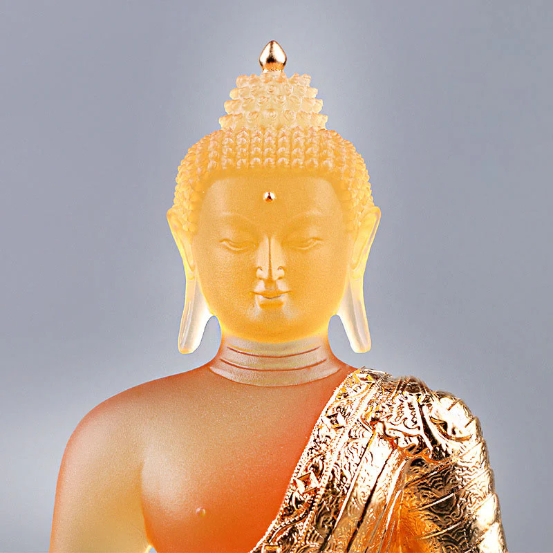 Buddha Stones Buddha Handmade Figurine Liuli Art Piece Serenity Statue Home Offering Decoration