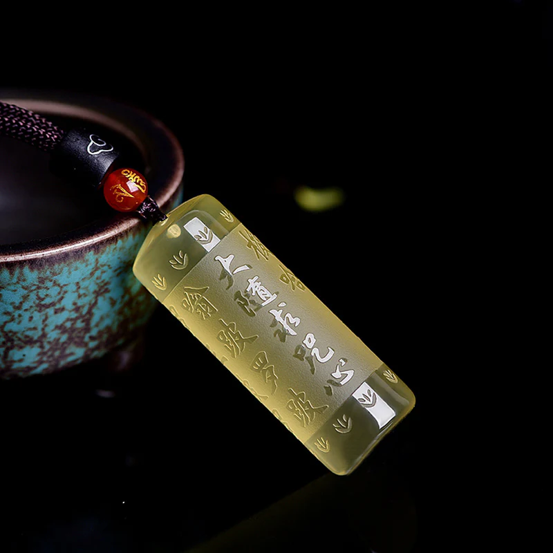 Buddha Stones Heart Sutra Citrine Happiness Strength Necklace Pendant