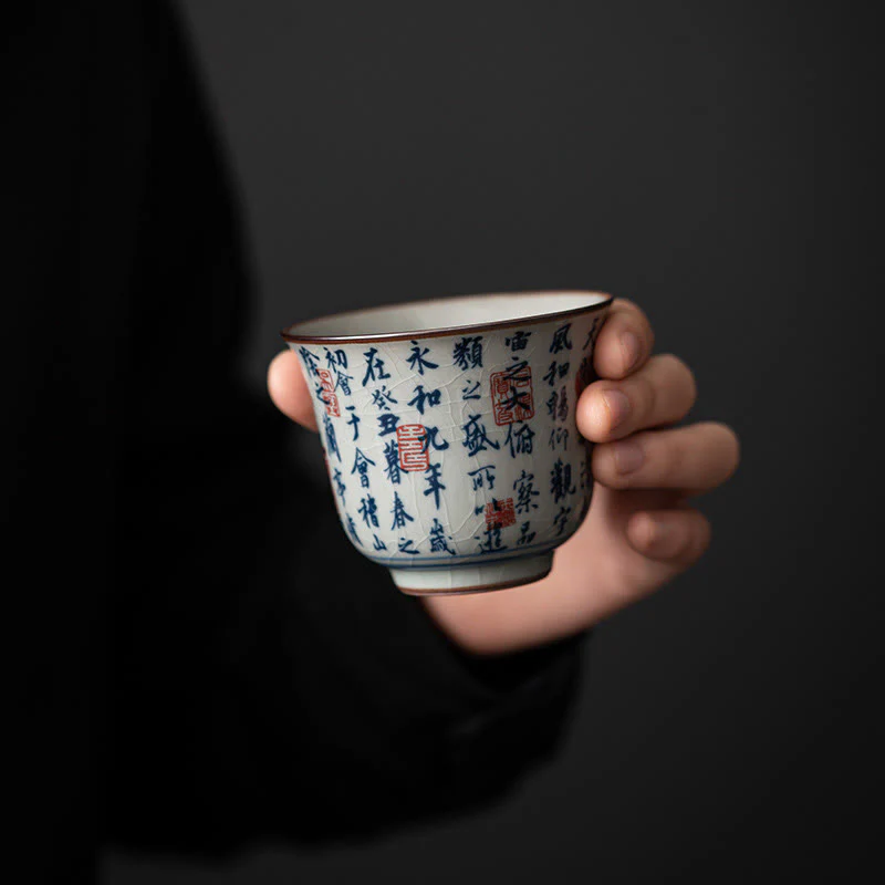 Buddha Stones Mountain Landscape Lotus Orchid Pavilion Gathering Ceramic Teacup Kung Fu Tea Cup