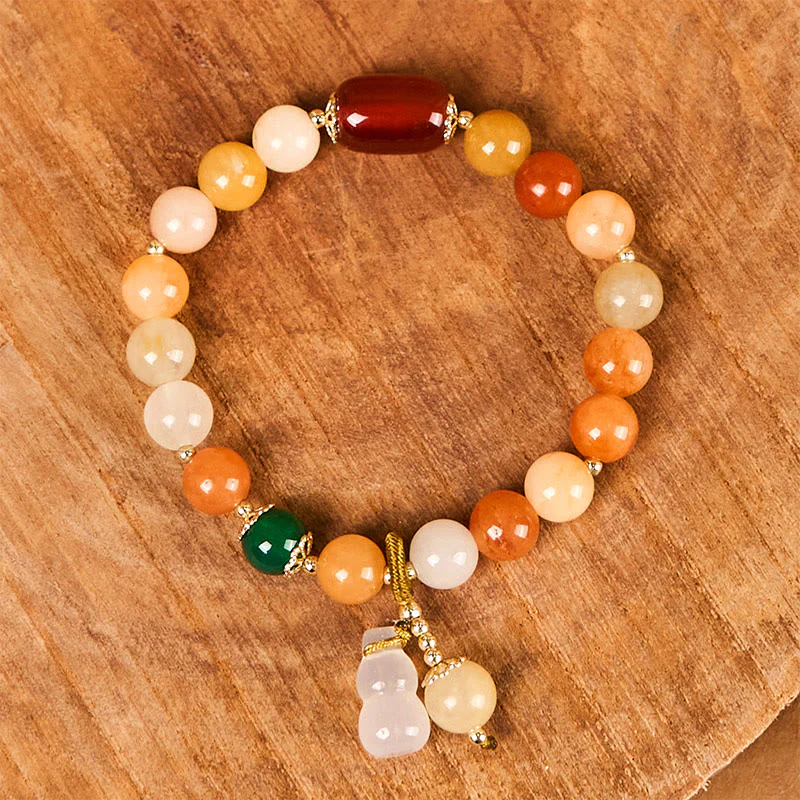 Buddha Stones Golden Silk Jade Beads Gourd Wealth Luck Bracelet