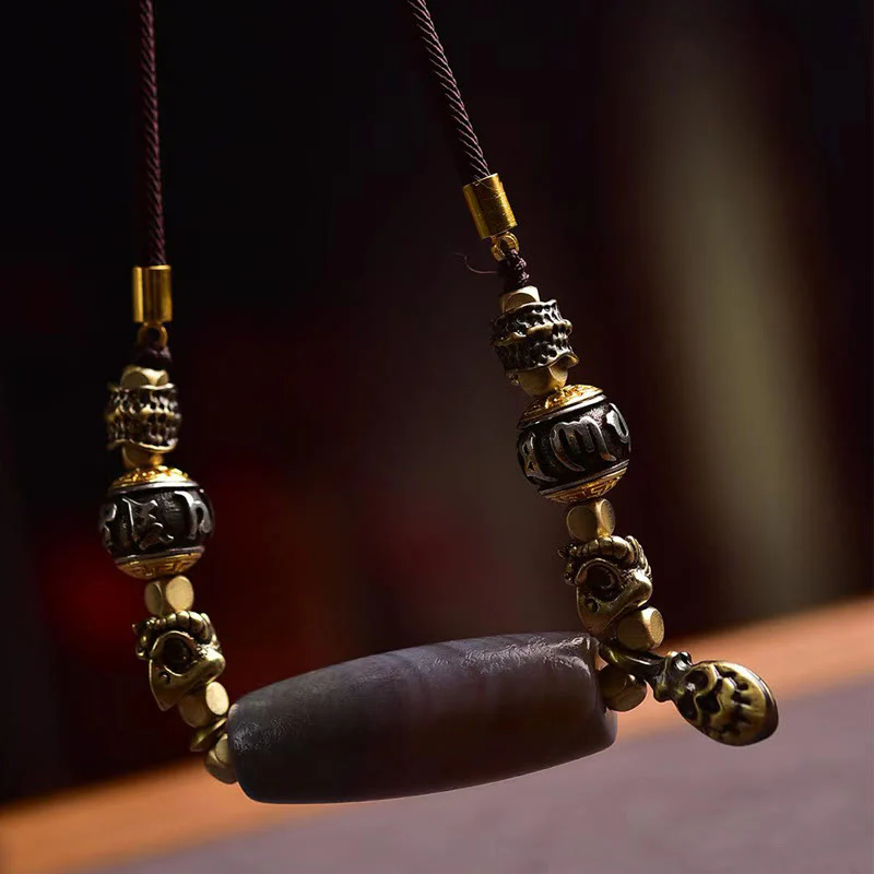 Buddha Stones Tibet Dzi Bead Om Mani Padme Hum Protection Necklace Pendant