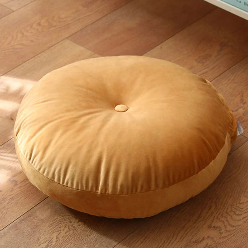 Buddha Stones Lotus Simple Pattern Linen Meditation Seat Cushion Home Living Room Decoration