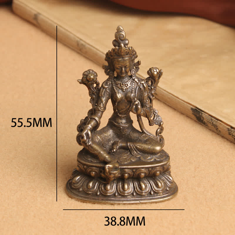 Buddha Stones Bodhisattva Green Tara Calm Hope Copper Statue Decoration