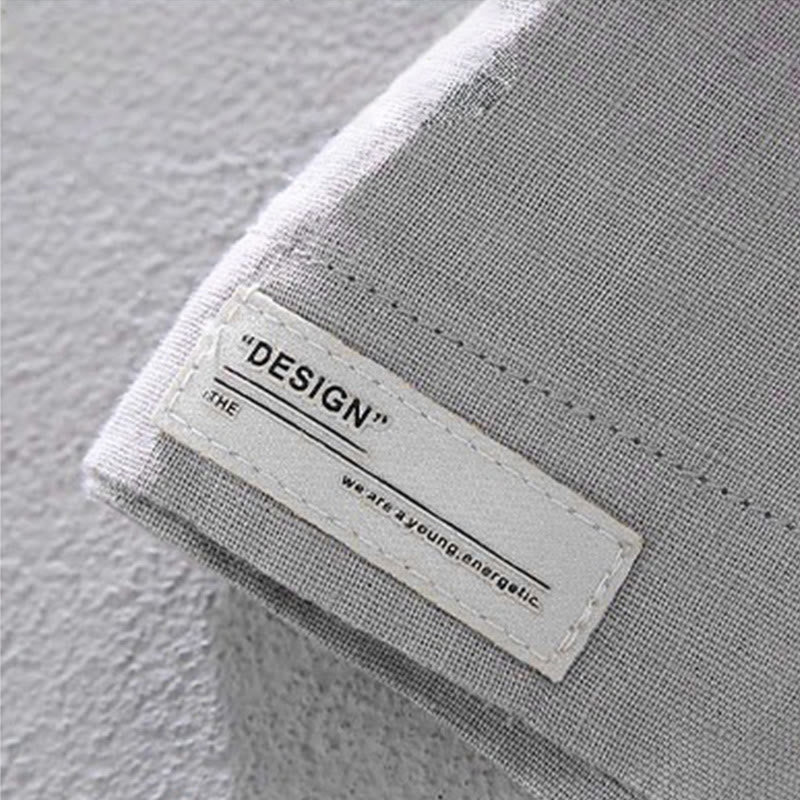 Buddha Stones Casual Simple Design Crew Neck Men's Short Sleeve Linen Shirt With Pocket