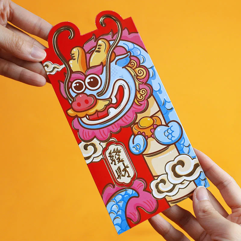 Buddha Stones 6Pcs Chinese Red Envelope Year of the Dragon Lucky Money Envelopes Auspicious Dragon Design 2024 Chinese New Year Dragon Year Envelope