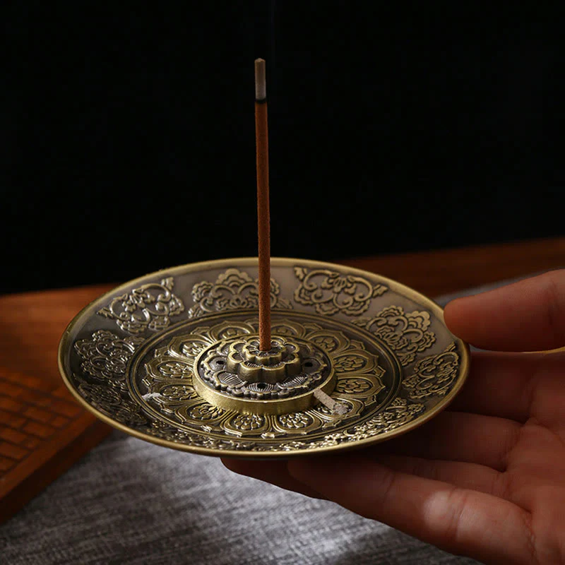 Buddha Stones Lotus Dragon Phoenix Eight Auspicious Symbols Zinc Alloy Incense Stick Holder Healing Incense Burner Decoration