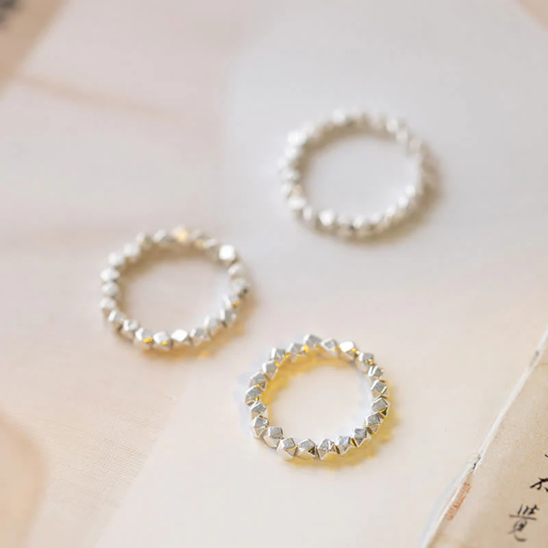 Buddha Stones 925 Sterling Silver Beaded Blessing Ring