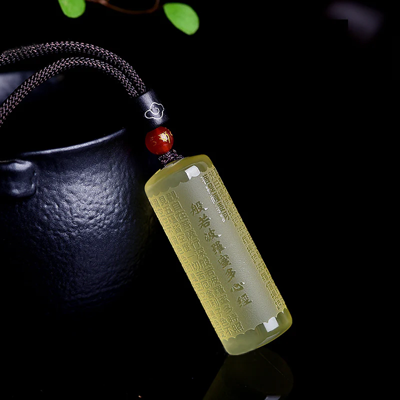 Buddha Stones Heart Sutra Citrine Happiness Strength Necklace Pendant