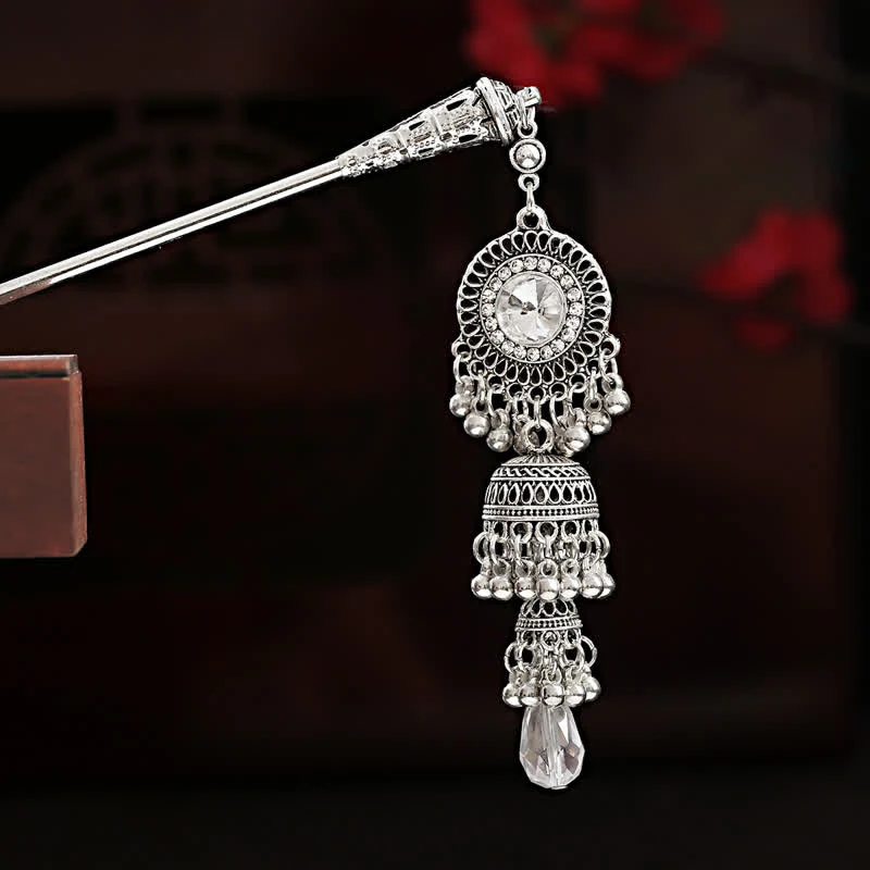 Buddha Stones Water Drop Lily of the Valley Flowers Tassels Confidence Hairpin