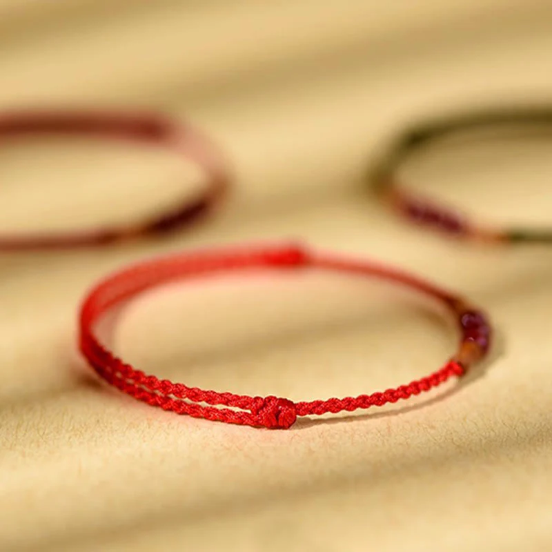Buddha Stones Cinnabar Beads Peach Wood Blessing String Bracelet