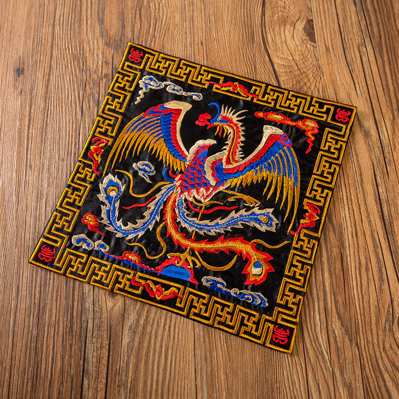Buddha Stones Phoenix Dragon Kirin Embroidery Cup Mat Pad Tea Cup Coaster Kung Fu Tea Mat