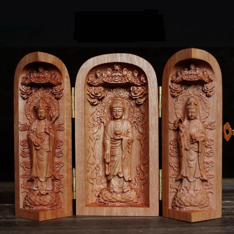 Buddha Stones Avalokitesvara Kwan Yin Buddha Cherry Wood Compassion Home Decoration Altar