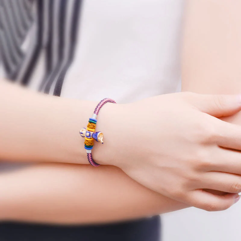 Buddha Stones Tibetan Handmade Dorje Vajra Strength Eight Threads String Bracelet