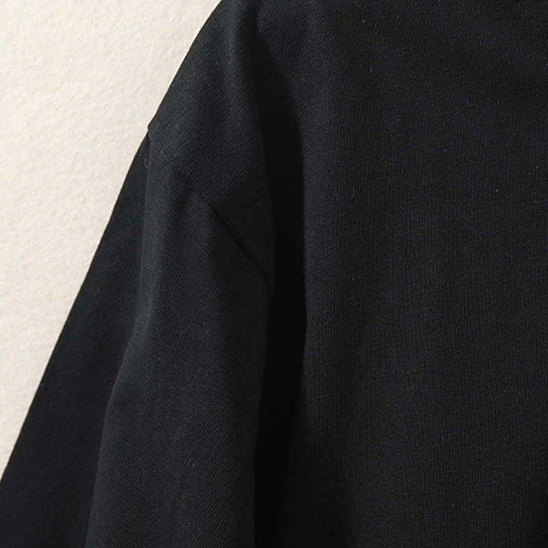 Buddha Stones Casual Pure Irregular Hem Cotton Linen Women's Long Sleeve T-shirt