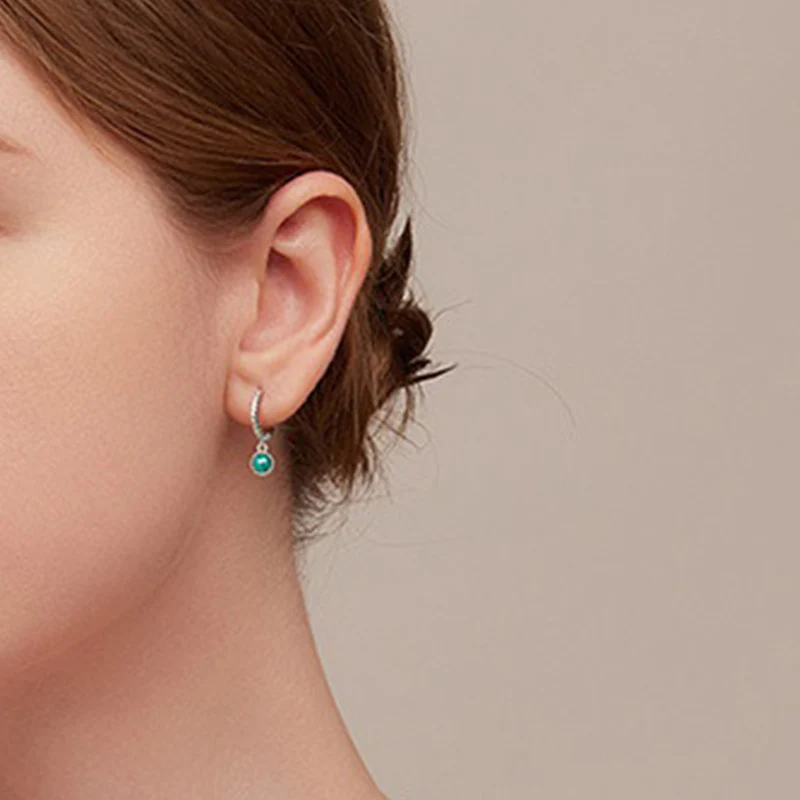 Buddha Stones 925 Sterling Silver Round Malachite Anti-Anxiety Drop Earrings