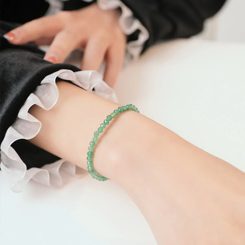 Buddha Stones 3mm Small Green Aventurine Ultra-Thin Beads Luck Bracelet