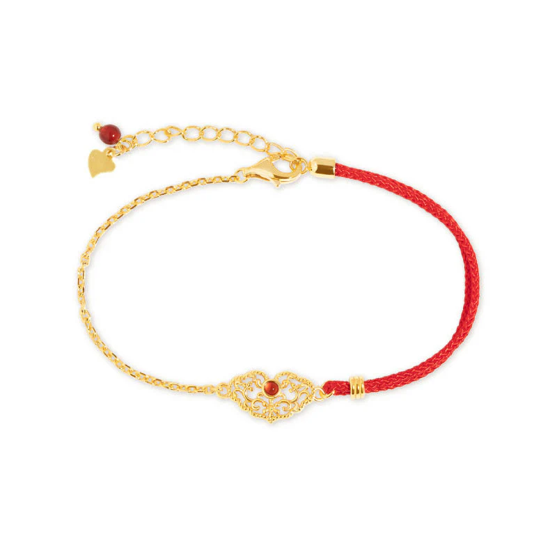 Buddha Stones Lock of Good Wishes Luck Strength Chain Bracelet