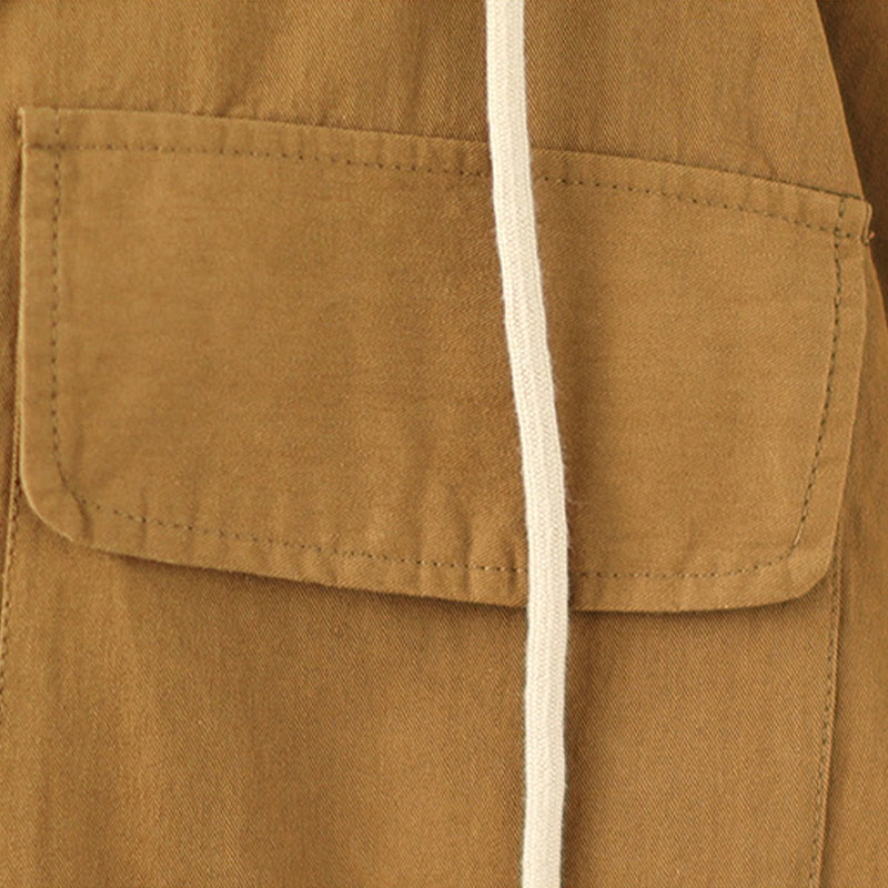 Buddha Stones Casual Commute Drawstring Hoodie Women's Cotton Linen Jacket With Pockets