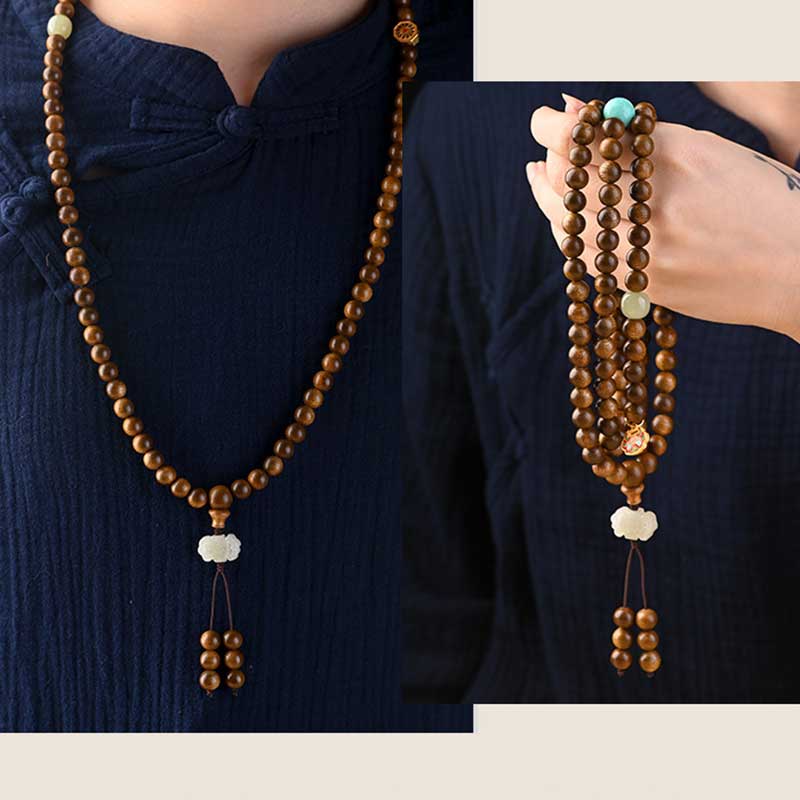 Buddha Stones Tibetan Rosewood Protection Calm Bracelet Mala