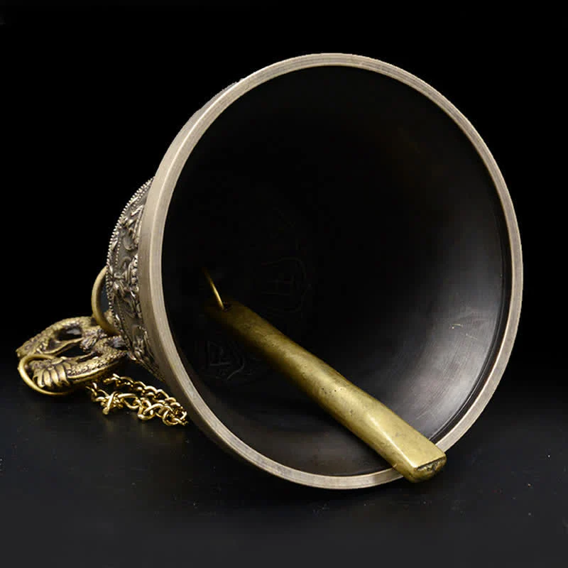 Buddha Stones Tibetan Engraved Buddha Dragon Wind Chime Bell Copper Luck Wall Hanging Decoration