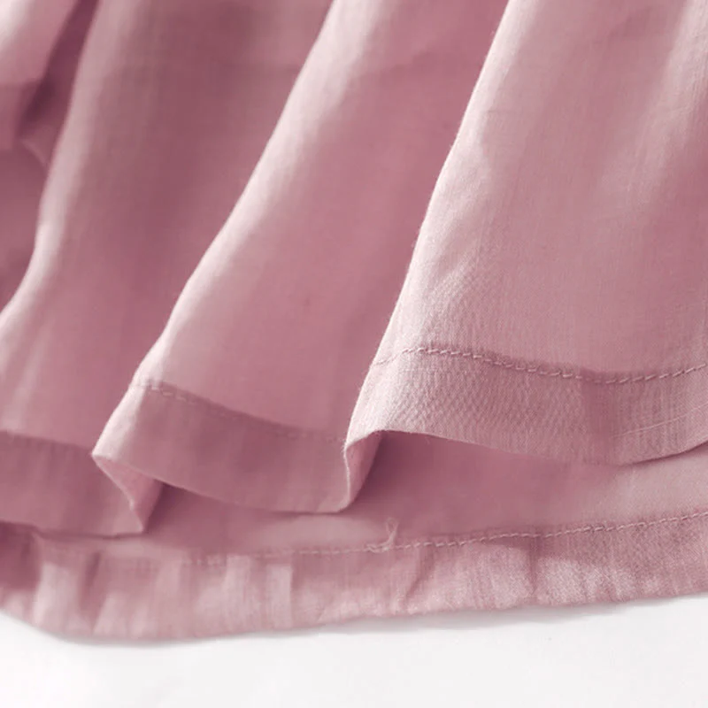 Buddha Stones Casual Flower Embroidery Women's Cotton Linen Elastic Waist  Wide Leg Pants With Pockets