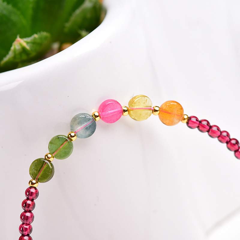 Buddha Stones Garnet Tourmaline Butterfly Protection Bracelet Anklet