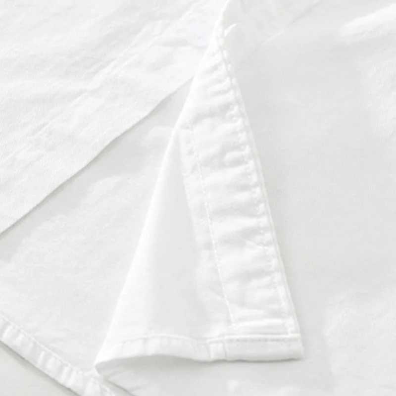 Buddha Stones Artistic Simple Design Embroidery Bamboo Pattern Men's Short Sleeve Cotton Shirt