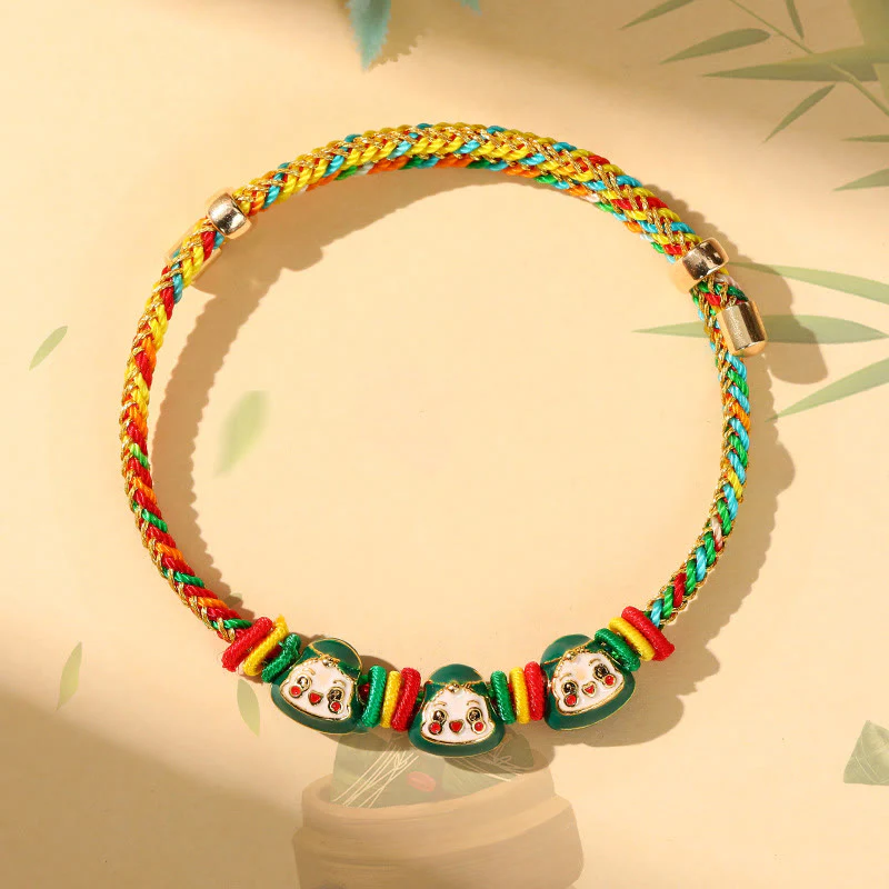 Buddha Stones Colorful Rope Zongzi Pattern Luck Handmade Child Adult Bracelet