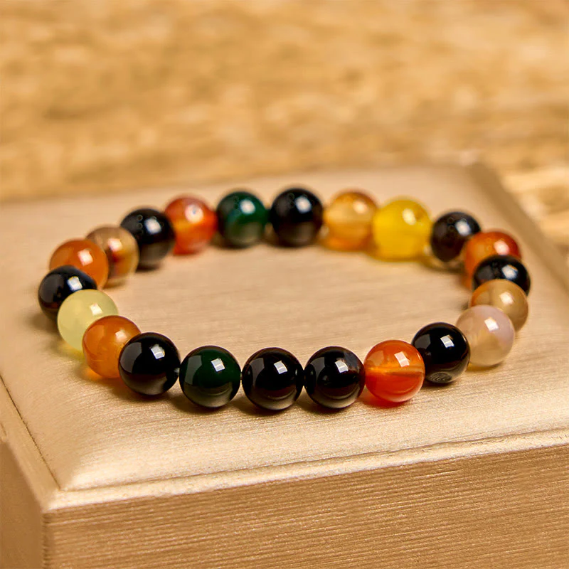 Buddha Stones Natural Colorful Chalcedony Agate Harmony Bracelet