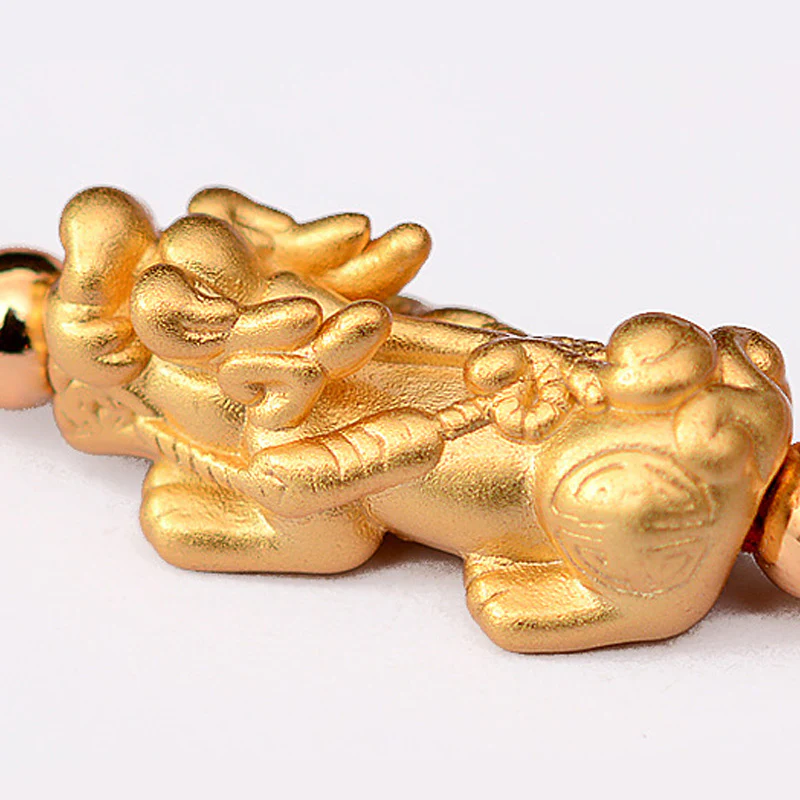 Buddha Stones 24K Gold-Plated PiXiu Luck Red String Bracelet