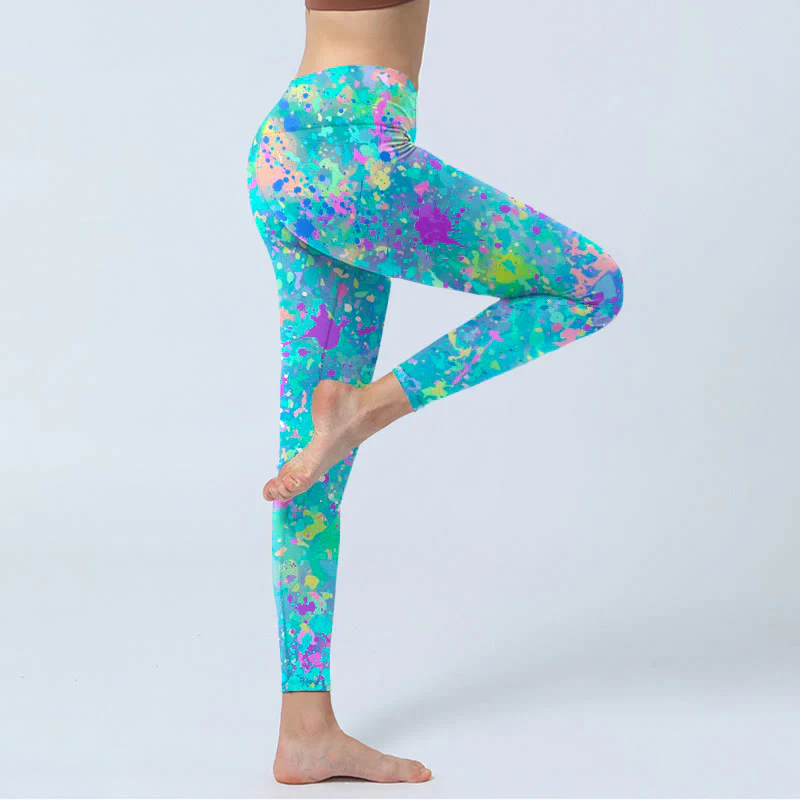 Buddha Stones Splash Ink Print Exercise Leggings Women's Yoga Pants