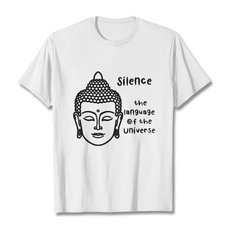 Buddha Stones Casual Meditating Buddha Head Pattern Cotton Tee T-shirt